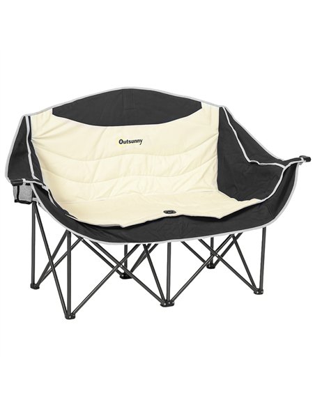 Outsunny Double Camping Chair for Adults, Oversized Heavy Duty Padded Folding Chair with Armrests, Cup Holders and Carry Bag for - pic 156057 | FastDaddyshop
