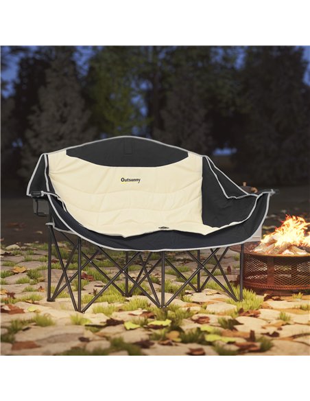 Outsunny Double Camping Chair for Adults, Oversized Heavy Duty Padded Folding Chair with Armrests, Cup Holders and Carry Bag for - pic 156058 | FastDaddyshop