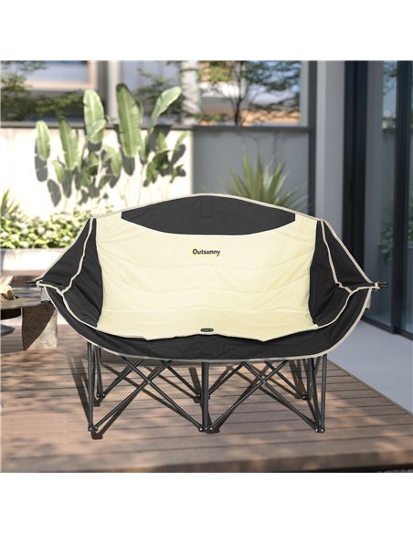 Outsunny Double Camping Chair for Adults, Oversized Heavy Duty Padded Folding Chair with Armrests, Cup Holders and Carry Bag for - pic 156065 | FastDaddyshop