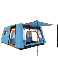 Outsunny 4-6 Man Camping Tent, Double Layer Tunnel Tent with Porch, Living Area and 2 Bedrooms, Sewn in Groundsheet, 3000mm Wate