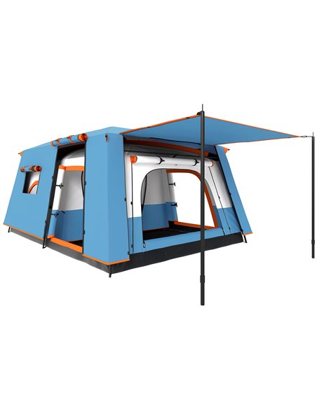 Outsunny 4-6 Man Camping Tent, Double Layer Tunnel Tent with Porch, Living Area and 2 Bedrooms, Sewn in Groundsheet, 3000mm Wate - pic 156066 | FastDaddyshop