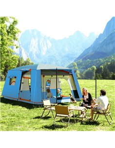 Outsunny 4-6 Man Camping Tent, Double Layer Tunnel Tent with Porch, Living Area and 2 Bedrooms, Sewn in Groundsheet, 3000mm Wate 2