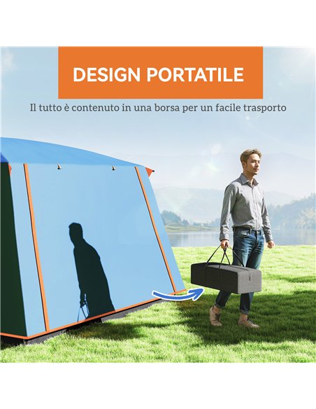 Outsunny 4-6 Man Camping Tent, Double Layer Tunnel Tent with Porch, Living Area and 2 Bedrooms, Sewn in Groundsheet, 3000mm Wate - pic 156072 | FastDaddyshop