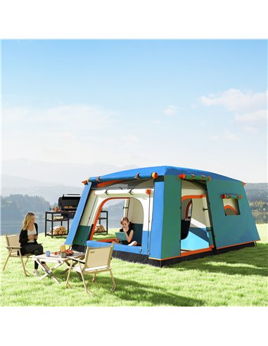 Outsunny 4-6 Man Camping Tent, Double Layer Tunnel Tent with Porch, Living Area and 2 Bedrooms, Sewn in Groundsheet, 3000mm Wate