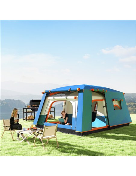 Outsunny 4-6 Man Camping Tent, Double Layer Tunnel Tent with Porch, Living Area and 2 Bedrooms, Sewn in Groundsheet, 3000mm Wate - pic 156074 | FastDaddyshop