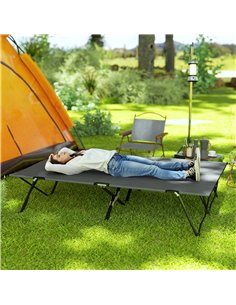 Outsunny Double Camping Cot Bed, with Bag - Charcoal Grey 2