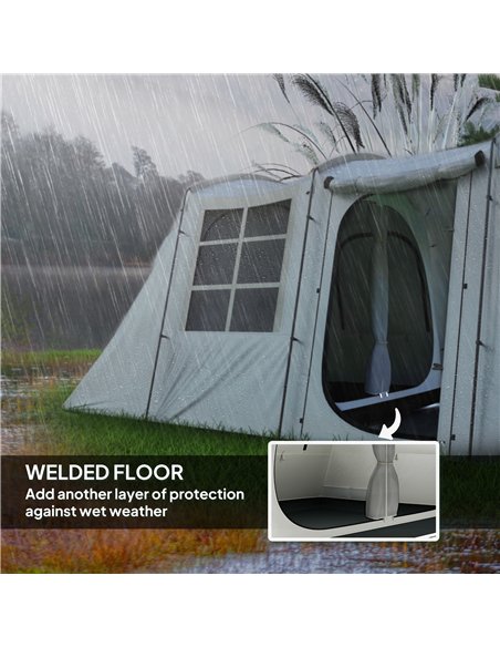 Outsunny 3-4 Man Tunnel Tent, Family Camping Tent with Porch, Bedroom and Living Area, Sewn in Groundsheet, 3000mm Waterproof, P - pic 156098 | FastDaddyshop