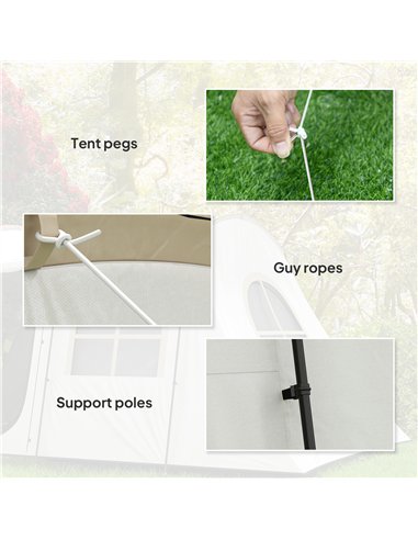 Outsunny 3-4 Man Tunnel Tent, Family Camping Tent with Porch, Bedroom and Living Area, Sewn in Groundsheet, 3000mm Waterproof, P