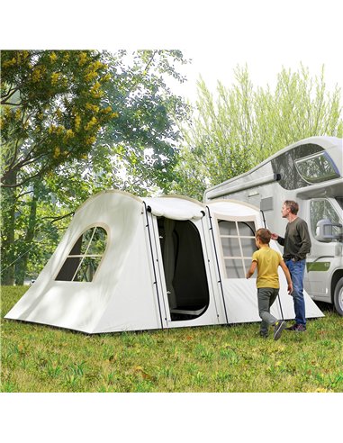 Outsunny 3-4 Man Tunnel Tent, Family Camping Tent with Porch, Bedroom and Living Area, Sewn in Groundsheet, 3000mm Waterproof, P