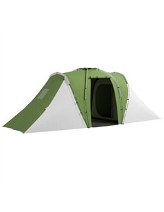 Outsunny Large Camping Tent Tunnel Tent with 2 Bedroom and Living Area, 2000mm Waterproof, Portable with Bag for 4-6 Man, Green