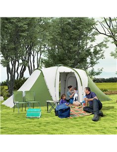 Outsunny Large Camping Tent Tunnel Tent with 2 Bedroom and Living Area, 2000mm Waterproof, Portable with Bag for 4-6 Man, Green 2
