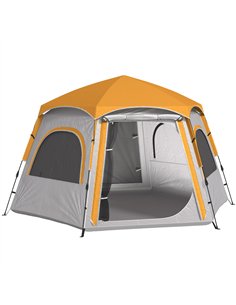 Outsunny Instant Camping Tent, 2/3/4 Person Easy Setup Dome Family Tent with Vestibule, Rainfly, 4 Mesh Windows & 2 Doors, Hexag