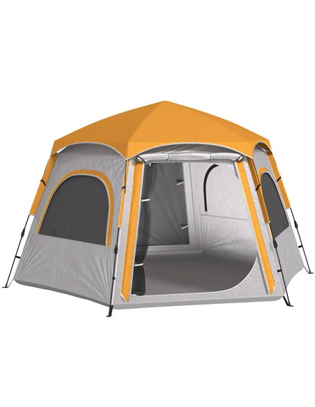 Outsunny Instant Camping Tent, 2/3/4 Person Easy Setup Dome Family Tent with Vestibule, Rainfly, 4 Mesh Windows & 2 Doors, Hexag - pic 156120 | FastDaddyshop