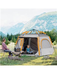 Outsunny Instant Camping Tent, 2/3/4 Person Easy Setup Dome Family Tent with Vestibule, Rainfly, 4 Mesh Windows & 2 Doors, Hexag 2