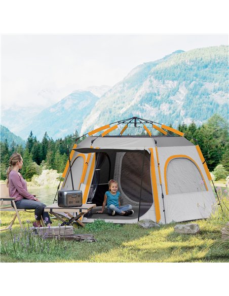 Outsunny Instant Camping Tent, 2/3/4 Person Easy Setup Dome Family Tent with Vestibule, Rainfly, 4 Mesh Windows & 2 Doors, Hexag - pic 156121 | FastDaddyshop