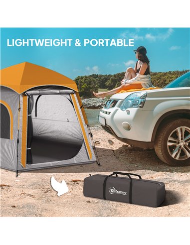 Outsunny Instant Camping Tent, 2/3/4 Person Easy Setup Dome Family Tent with Vestibule, Rainfly, 4 Mesh Windows & 2 Doors, Hexag