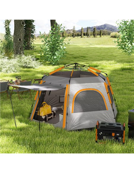 Outsunny Instant Camping Tent, 2/3/4 Person Easy Setup Dome Family Tent with Vestibule, Rainfly, 4 Mesh Windows & 2 Doors, Hexag - pic 156128 | FastDaddyshop