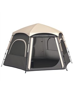 Outsunny Instant Camping Tent, 2/3/4 Person Easy Setup Dome Family Tent with Vestibule, Rainfly, 4 Mesh Windows & 2 Doors, Hexag