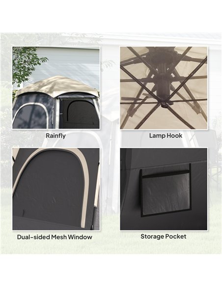 Outsunny Instant Camping Tent, 2/3/4 Person Easy Setup Dome Family Tent with Vestibule, Rainfly, 4 Mesh Windows & 2 Doors, Hexag - pic 156135 | FastDaddyshop