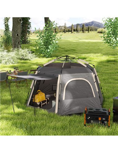 Outsunny Instant Camping Tent, 2/3/4 Person Easy Setup Dome Family Tent with Vestibule, Rainfly, 4 Mesh Windows & 2 Doors, Hexag