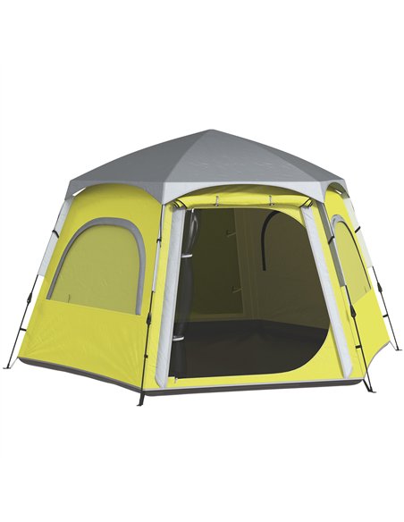 Outsunny Instant Camping Tent, 2/3/4 Person Easy Setup Dome Family Tent with Vestibule, Rainfly, 4 Mesh Windows & 2 Doors, Hexag - pic 156138 | FastDaddyshop