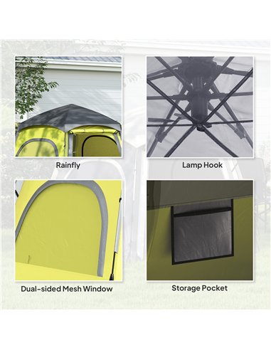 Outsunny Instant Camping Tent, 2/3/4 Person Easy Setup Dome Family Tent with Vestibule, Rainfly, 4 Mesh Windows & 2 Doors, Hexag