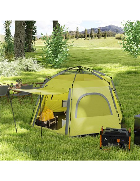 Outsunny Instant Camping Tent, 2/3/4 Person Easy Setup Dome Family Tent with Vestibule, Rainfly, 4 Mesh Windows & 2 Doors, Hexag - pic 156146 | FastDaddyshop
