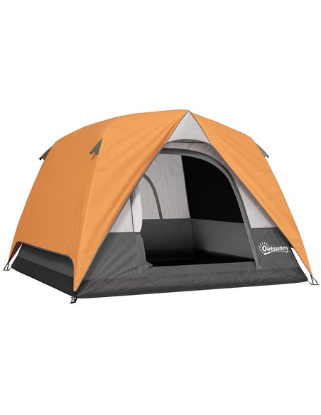 Outsunny 3-4 Person Camping Tent, Easy Set Up Waterproof Dome Tent with Sewn-in Groundsheet, Mesh Windows, Pocket and Hook for C - pic 156147 | FastDaddyshop