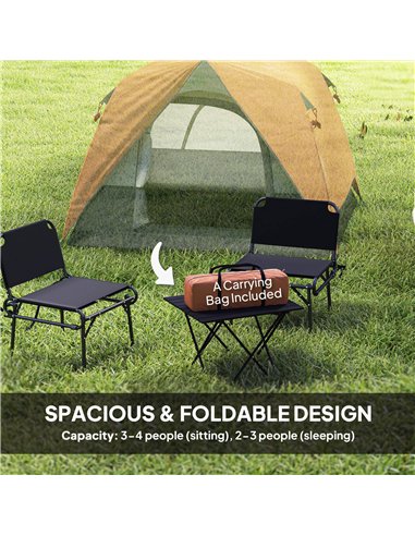 Outsunny 3-4 Person Camping Tent, Easy Set Up Waterproof Dome Tent with Sewn-in Groundsheet, Mesh Windows, Pocket and Hook for C