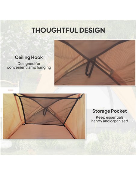 Outsunny 3-4 Person Camping Tent, Easy Set Up Waterproof Dome Tent with Sewn-in Groundsheet, Mesh Windows, Pocket and Hook for C - pic 156153 | FastDaddyshop