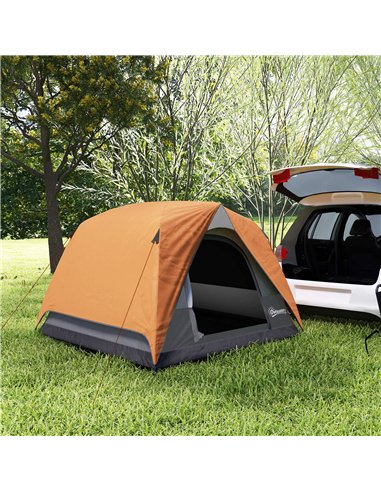 Outsunny 3-4 Person Camping Tent, Easy Set Up Waterproof Dome Tent with Sewn-in Groundsheet, Mesh Windows, Pocket and Hook for C
