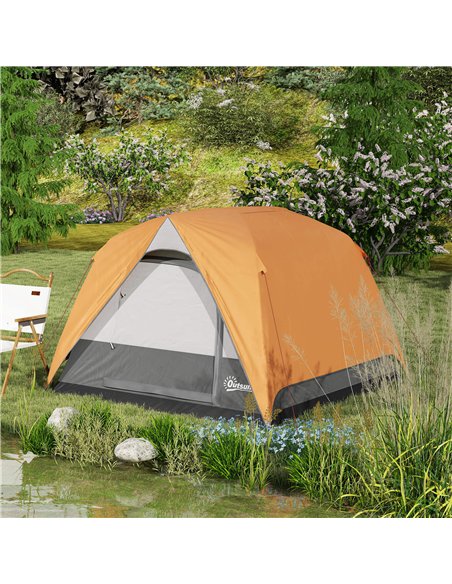 Outsunny 3-4 Person Camping Tent, Easy Set Up Waterproof Dome Tent with Sewn-in Groundsheet, Mesh Windows, Pocket and Hook for C - pic 156155 | FastDaddyshop