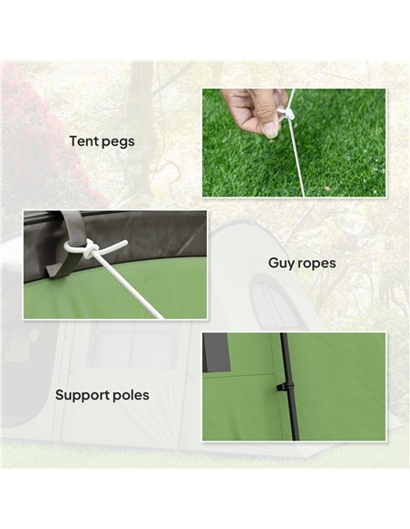 Outsunny 3-4 Man Tunnel Tent, Family Camping Tent with Porch, Bedroom and Living Area, Sewn in Groundsheet, 3000mm Waterproof, P - pic 156163 | FastDaddyshop