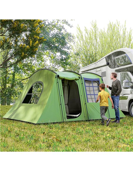 Outsunny 3-4 Man Tunnel Tent, Family Camping Tent with Porch, Bedroom and Living Area, Sewn in Groundsheet, 3000mm Waterproof, P - pic 156164 | FastDaddyshop