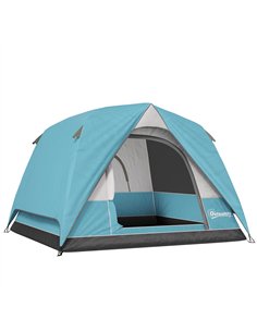 Outsunny 3-4 Person Camping Tent, Easy Set Up Waterproof Dome Tent with Sewn-in Groundsheet, Mesh Windows, Pocket and Hook for C