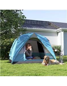 Outsunny 3-4 Person Camping Tent, Easy Set Up Waterproof Dome Tent with Sewn-in Groundsheet, Mesh Windows, Pocket and Hook for C 2