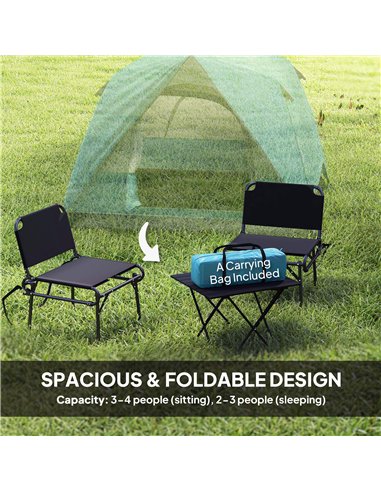 Outsunny 3-4 Person Camping Tent, Easy Set Up Waterproof Dome Tent with Sewn-in Groundsheet, Mesh Windows, Pocket and Hook for C