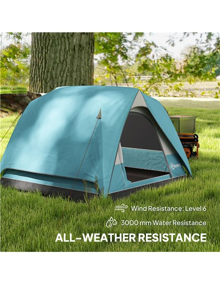 Outsunny 3-4 Person Camping Tent, Easy Set Up Waterproof Dome Tent with Sewn-in Groundsheet, Mesh Windows, Pocket and Hook for C - pic 156169 | FastDaddyshop