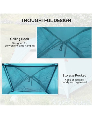 Outsunny 3-4 Person Camping Tent, Easy Set Up Waterproof Dome Tent with Sewn-in Groundsheet, Mesh Windows, Pocket and Hook for C