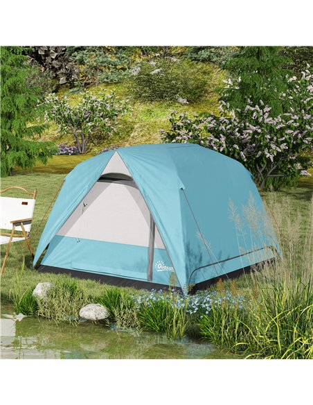 Outsunny 3-4 Person Camping Tent, Easy Set Up Waterproof Dome Tent with Sewn-in Groundsheet, Mesh Windows, Pocket and Hook for C - pic 156173 | FastDaddyshop