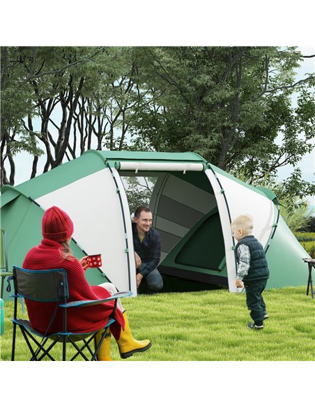 Outsunny 4-6 Man UV Protection Camping Tent - Green and White - pic 156184 | FastDaddyshop