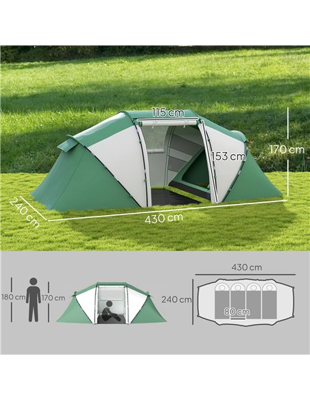 Outsunny 4-6 Man UV Protection Camping Tent - Green and White - pic 156185 | FastDaddyshop