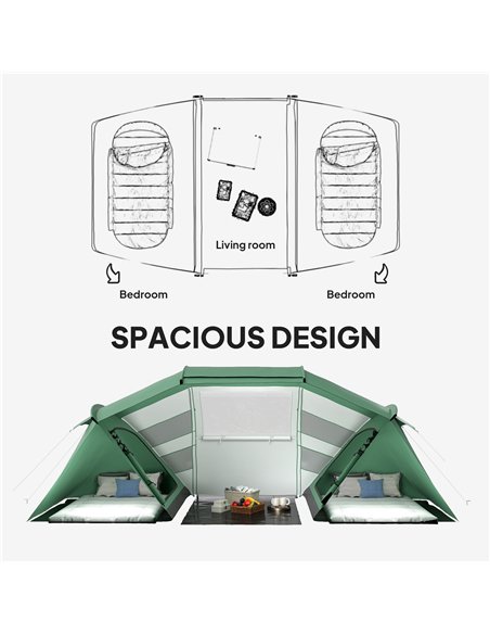 Outsunny 4-6 Man UV Protection Camping Tent - Green and White - pic 156186 | FastDaddyshop