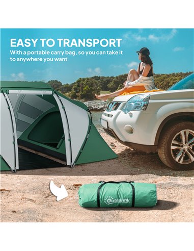 Outsunny 4-6 Man UV Protection Camping Tent - Green and White