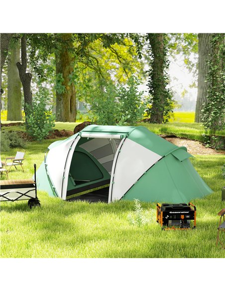 Outsunny 4-6 Man UV Protection Camping Tent - Green and White - pic 156190 | FastDaddyshop