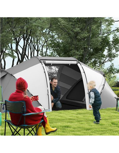 Outsunny 4-6 Man UV Protection Camping Tent - Charcoal Grey and White