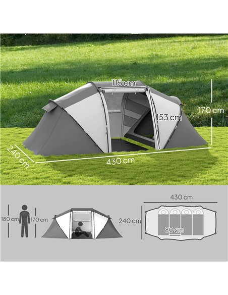 Outsunny 4-6 Man UV Protection Camping Tent - Charcoal Grey and White - pic 156194 | FastDaddyshop