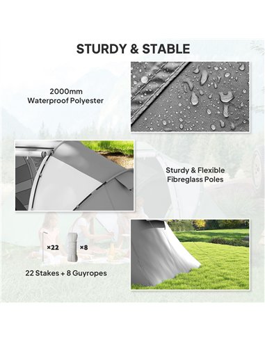 Outsunny 4-6 Man UV Protection Camping Tent - Charcoal Grey and White