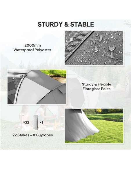 Outsunny 4-6 Man UV Protection Camping Tent - Charcoal Grey and White - pic 156198 | FastDaddyshop