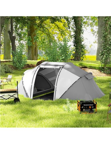 Outsunny 4-6 Man UV Protection Camping Tent - Charcoal Grey and White